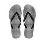 Grey Windowpane Pattern Print Flip Flops