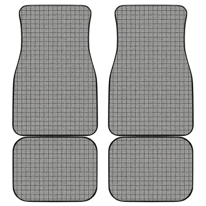 Grey Windowpane Pattern Print Front and Back Car Floor Mats
