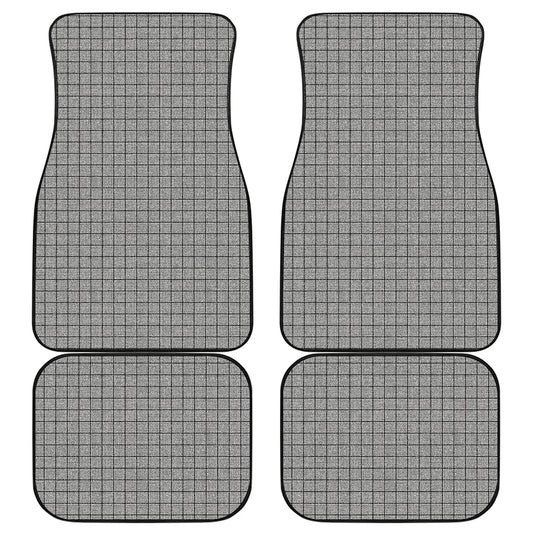 Grey Windowpane Pattern Print Front and Back Car Floor Mats