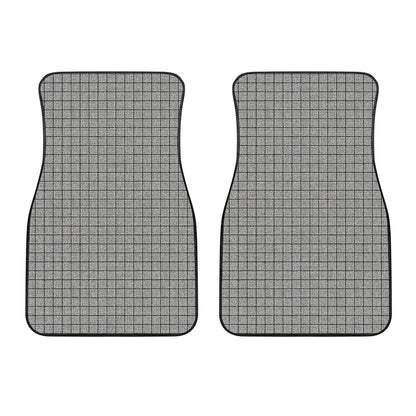 Grey Windowpane Pattern Print Front Car Floor Mats