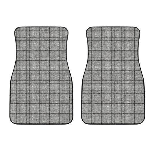 Grey Windowpane Pattern Print Front Car Floor Mats