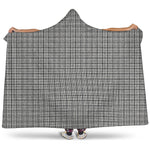 Grey Windowpane Pattern Print Hooded Blanket