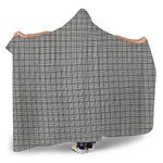 Grey Windowpane Pattern Print Hooded Blanket