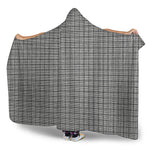 Grey Windowpane Pattern Print Hooded Blanket
