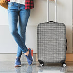 Grey Windowpane Pattern Print Luggage Cover
