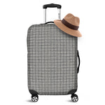 Grey Windowpane Pattern Print Luggage Cover