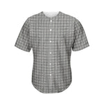 Grey Windowpane Pattern Print Men's Baseball Jersey