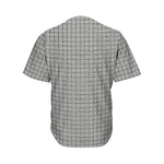 Grey Windowpane Pattern Print Men's Baseball Jersey