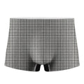 Grey Windowpane Pattern Print Men's Boxer Briefs