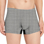 Grey Windowpane Pattern Print Men's Boxer Briefs