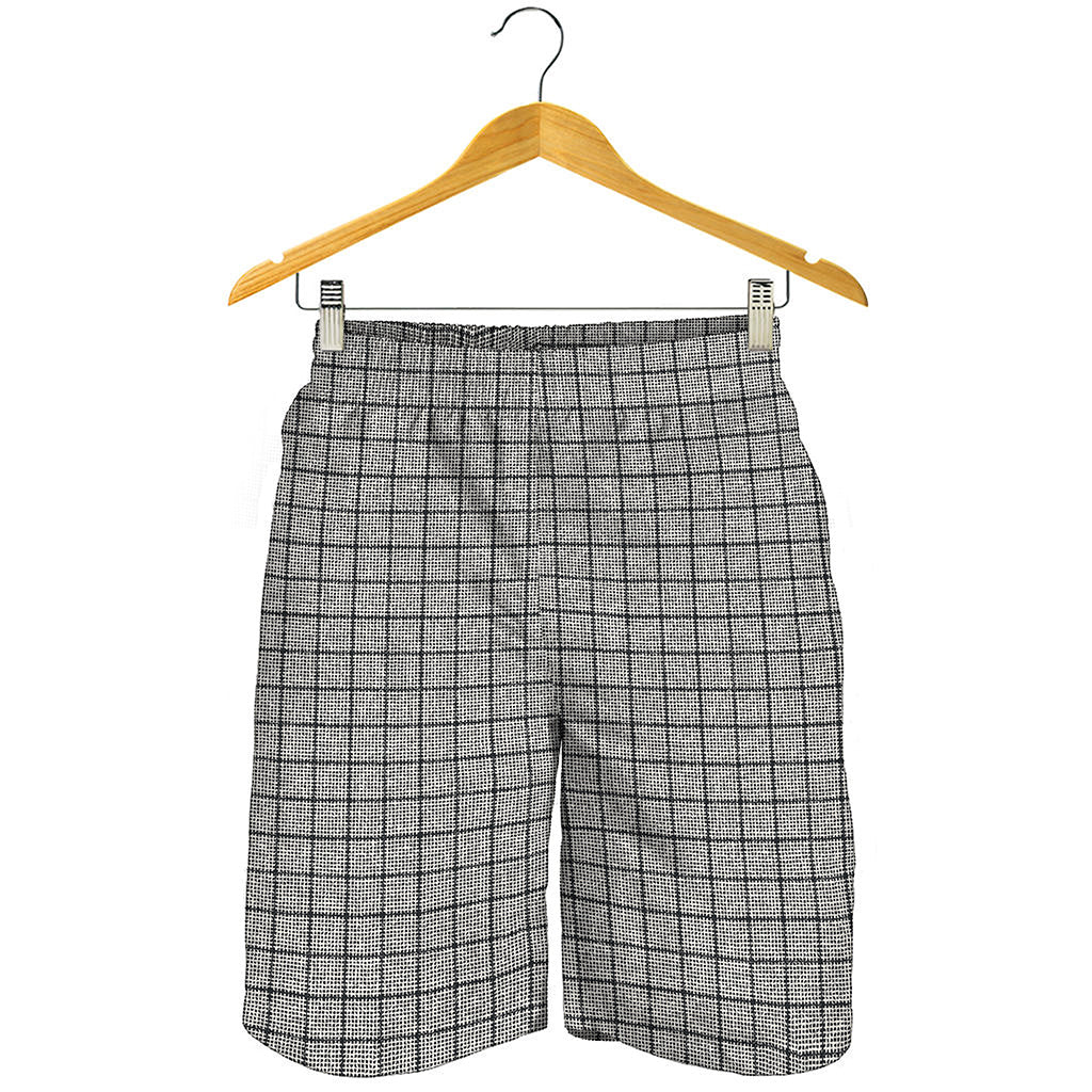 Grey Windowpane Pattern Print Men's Shorts