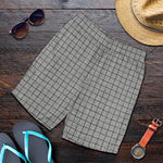 Grey Windowpane Pattern Print Men's Shorts