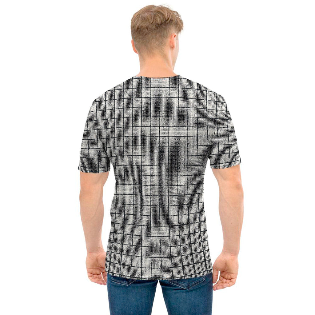 Grey Windowpane Pattern Print Men's T-Shirt