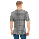 Grey Windowpane Pattern Print Men's T-Shirt