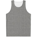 Grey Windowpane Pattern Print Men's Tank Top