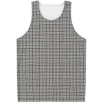 Grey Windowpane Pattern Print Men's Tank Top