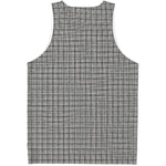 Grey Windowpane Pattern Print Men's Tank Top