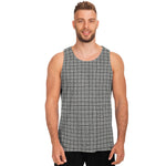 Grey Windowpane Pattern Print Men's Tank Top