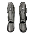 Grey Windowpane Pattern Print Muay Thai Shin Guards