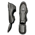 Grey Windowpane Pattern Print Muay Thai Shin Guard