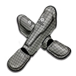Grey Windowpane Pattern Print Muay Thai Shin Guard