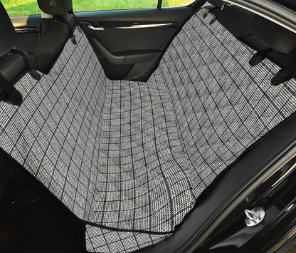 Grey Windowpane Pattern Print Pet Car Back Seat Cover