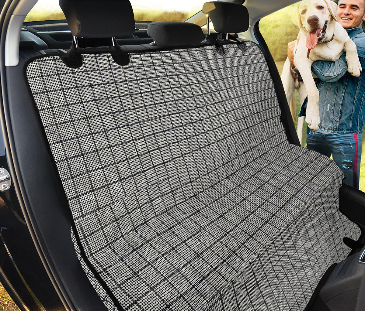 Grey Windowpane Pattern Print Pet Car Back Seat Cover