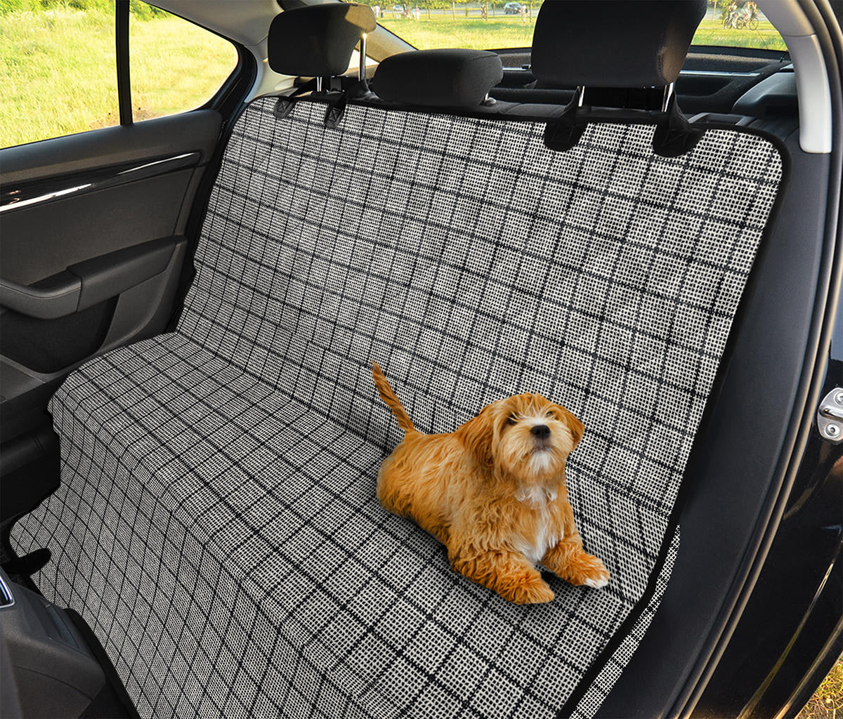 Grey Windowpane Pattern Print Pet Car Back Seat Cover
