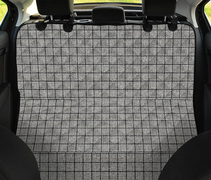 Grey Windowpane Pattern Print Pet Car Back Seat Cover