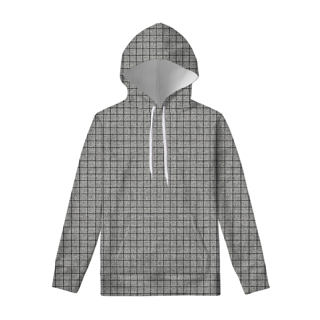 Grey Windowpane Pattern Print Pullover Hoodie