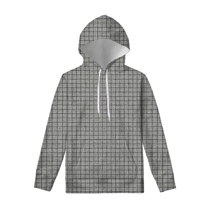 Grey Windowpane Pattern Print Pullover Hoodie