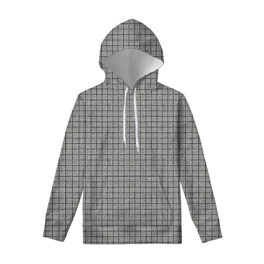 Grey Windowpane Pattern Print Pullover Hoodie