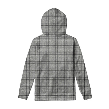 Grey Windowpane Pattern Print Pullover Hoodie