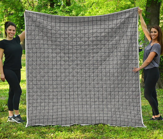 Grey Windowpane Pattern Print Quilt