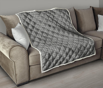 Grey Windowpane Pattern Print Quilt