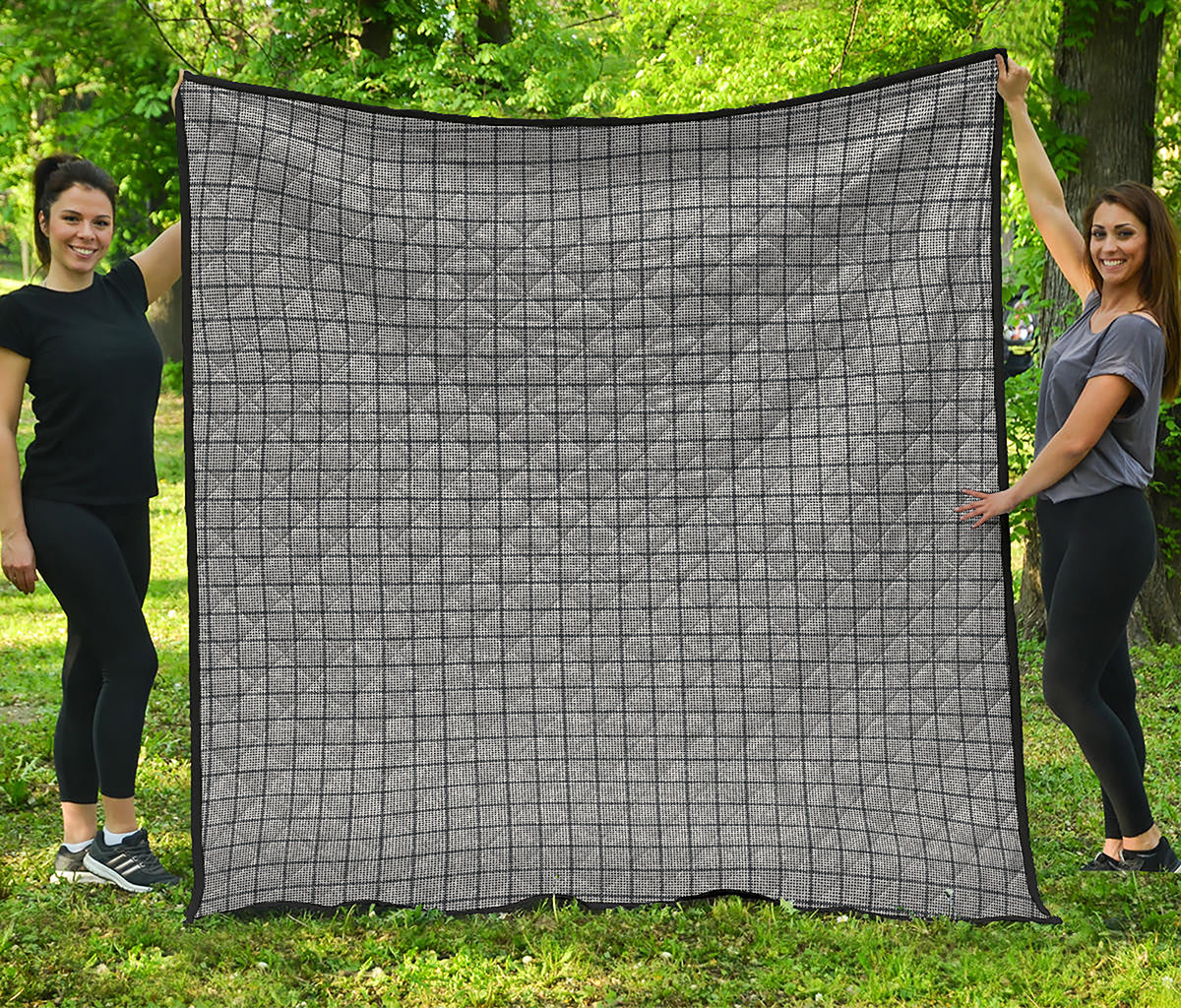 Grey Windowpane Pattern Print Quilt