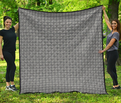Grey Windowpane Pattern Print Quilt