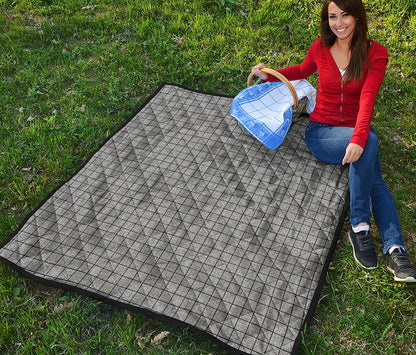 Grey Windowpane Pattern Print Quilt