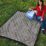 Grey Windowpane Pattern Print Quilt