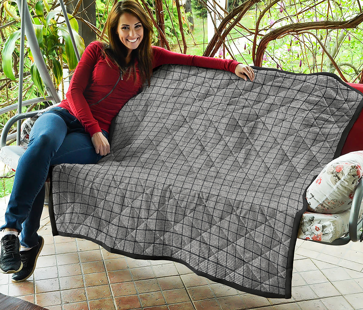 Grey Windowpane Pattern Print Quilt