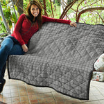 Grey Windowpane Pattern Print Quilt