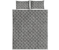 Grey Windowpane Pattern Print Quilt Bed Set