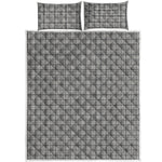 Grey Windowpane Pattern Print Quilt Bed Set