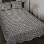 Grey Windowpane Pattern Print Quilt Bed Set