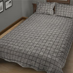 Grey Windowpane Pattern Print Quilt Bed Set