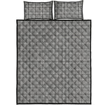 Grey Windowpane Pattern Print Quilt Bed Set