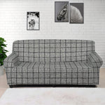 Grey Windowpane Pattern Print Sofa Cover