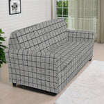 Grey Windowpane Pattern Print Sofa Cover