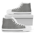 Grey Windowpane Pattern Print White High Top Sneakers