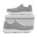 Grey Windowpane Pattern Print White Running Shoes